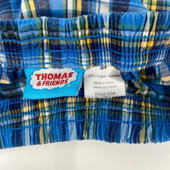 Thomas & Friends Plaid Shorts Size 3T - Blue, Yellow, White - Picture 4 of 5